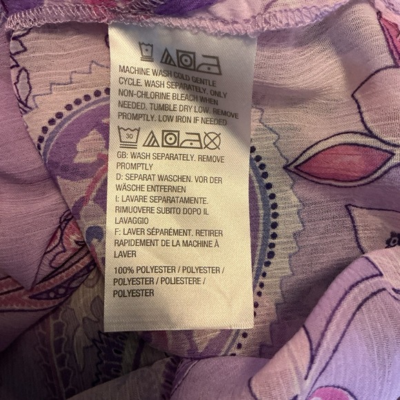 SUSAN GRAVER‎ Womens Tunic Purple Paisley Chiffon Flowy Bohemian Summer Size 1X - Picture 5 of 6